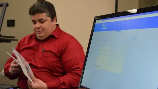 Guy with sign-up form